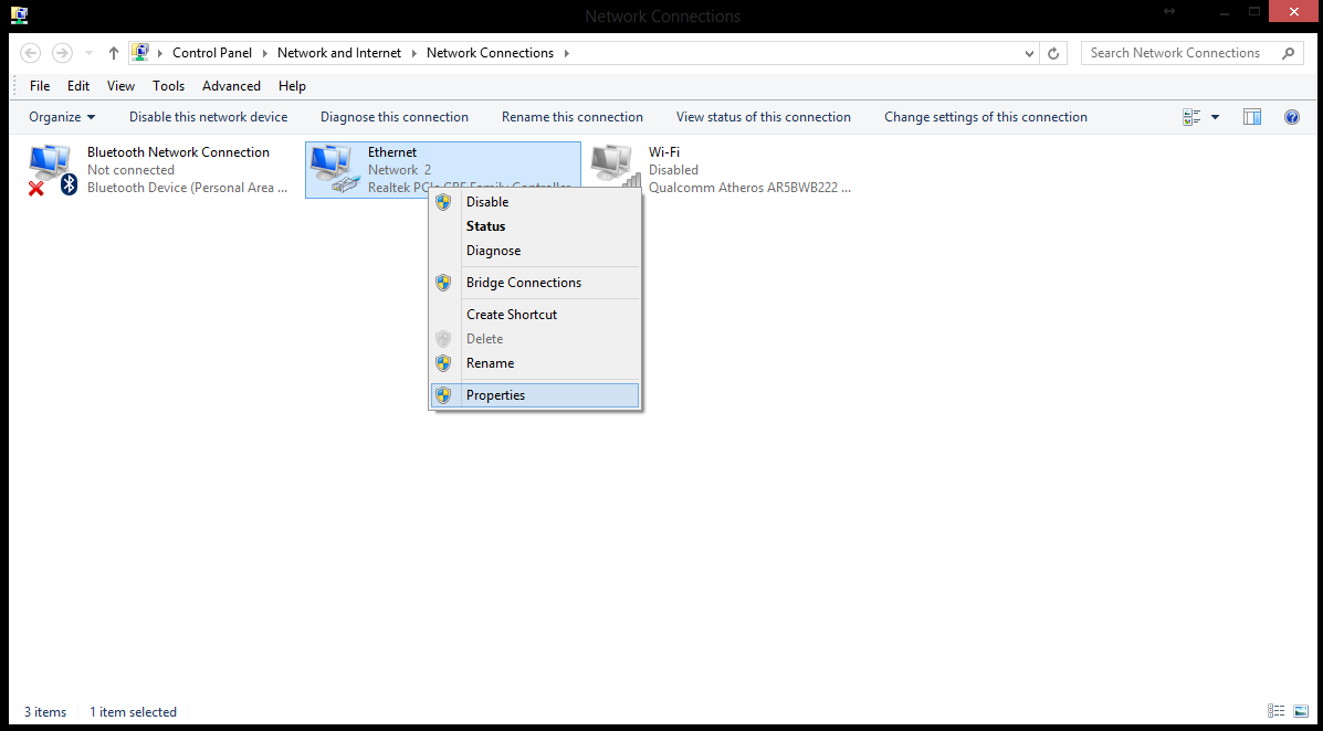 Control Panel-Network adaptor -rc