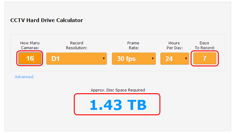 CCTV Hard Drive Calculator2