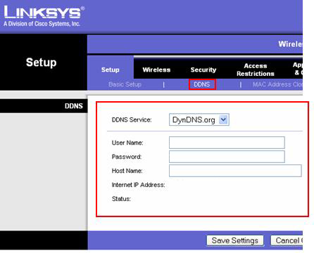 linksys router ddns settings
