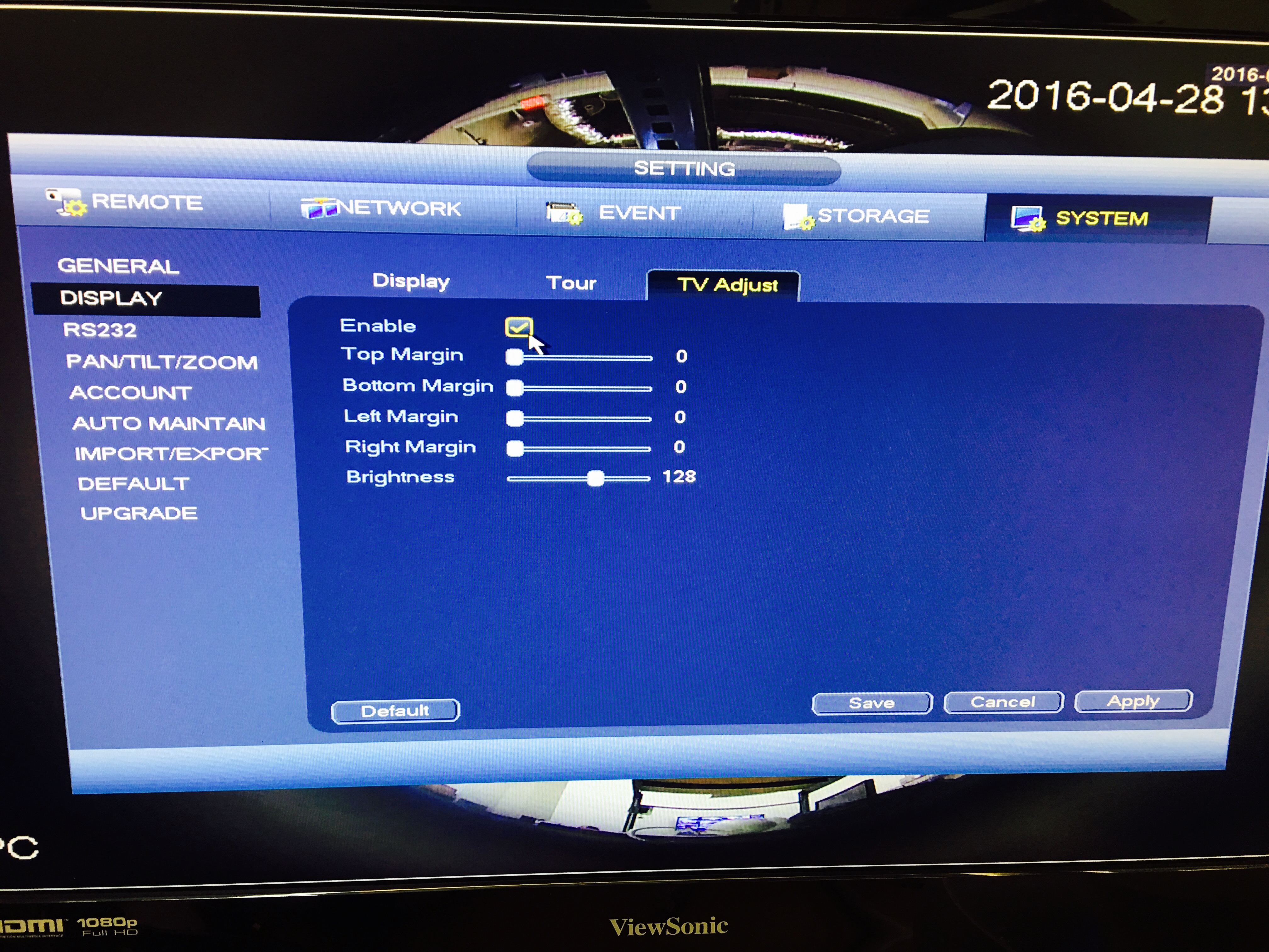 NVR Enable BNC OUT