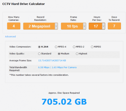 cctv storage calculator