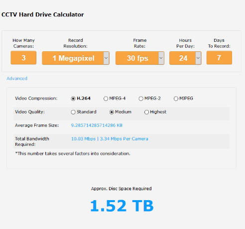 cctv storage calculator