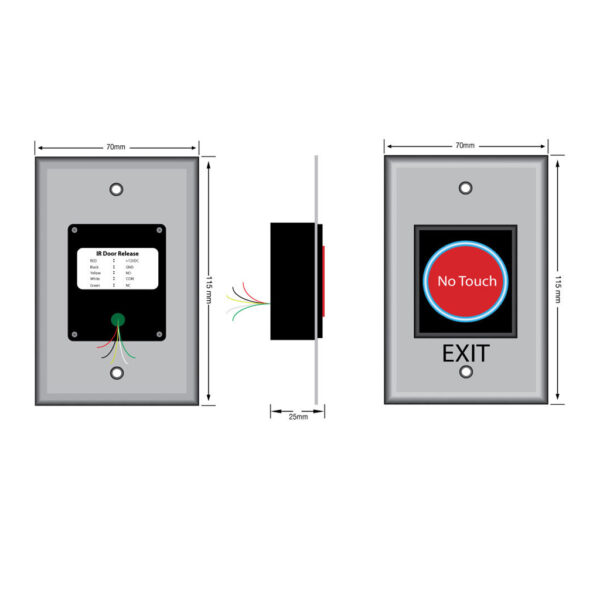 DX Series Small Stainless Steel Infrared Luminous Exit Button - Image 3