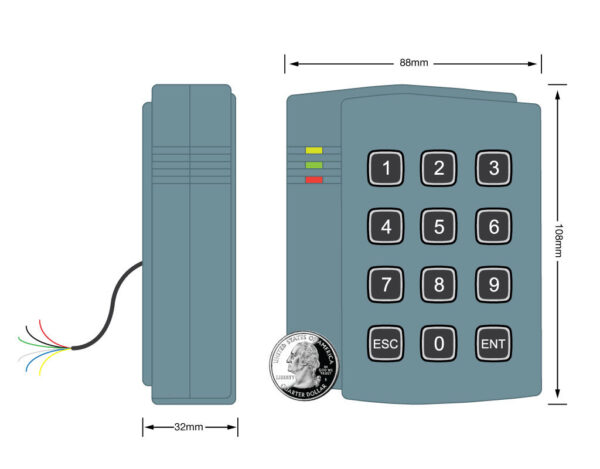 DX Series Weather Resistant 125MHz Keypad Access Control Reader - Image 4