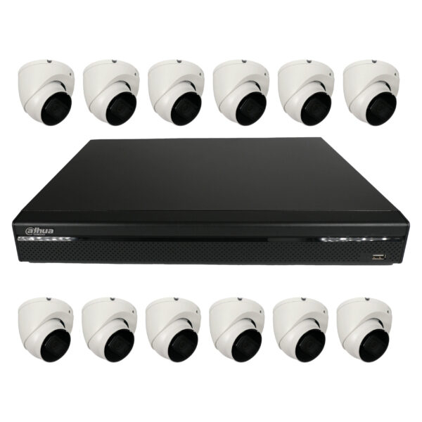 Complete Security System: 16-Channel Network Video Recorder (4TB) with 12 Eyeball Network Cameras (4MP) - Image 2
